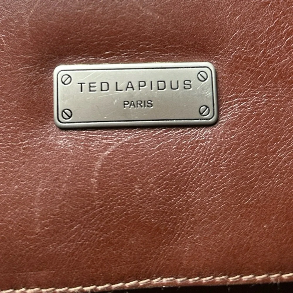 Ted Lapidus Men's Brown Satchel Bag Leather Messenger Crossbody One Size